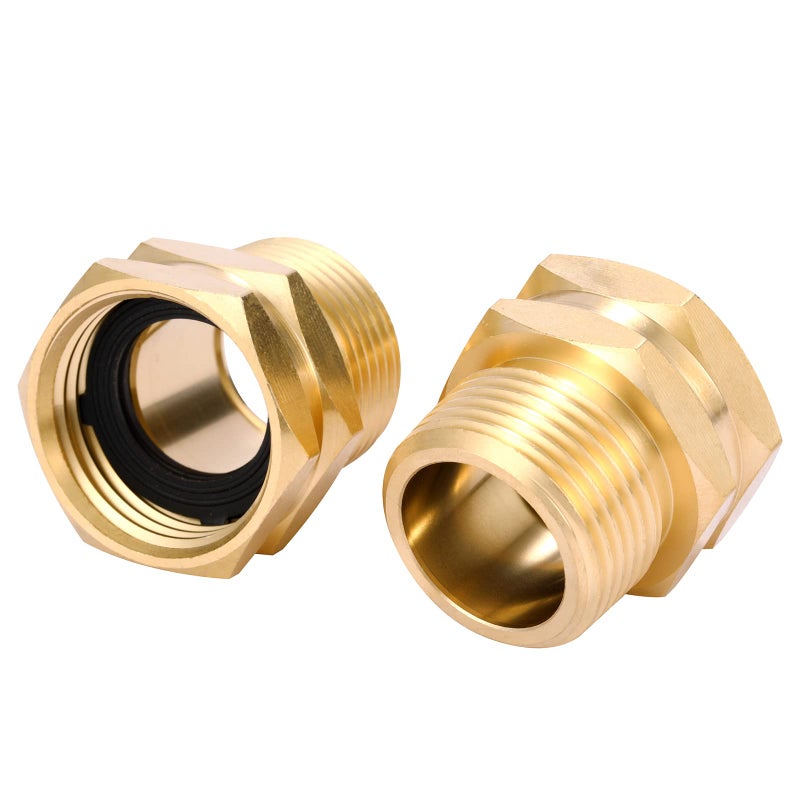 Sanpaint 2 Pack Brass Garden Hose Adapter, 3/4" GHT Female x 3/4" NPT Male Connector,GHT to NPT Adapter Brass Fitting,Brass Garden Hose to Pipe Fittings Connect - Image 4